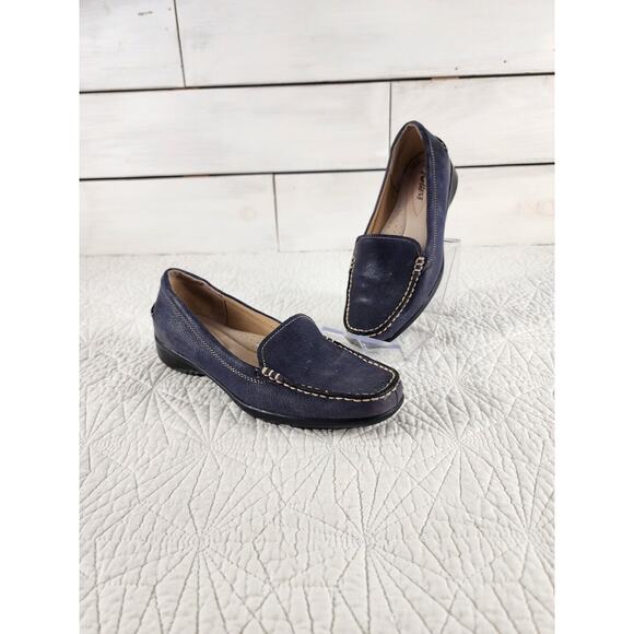 Trotters New Women's Slip On Zane Leather Blue Size 7M Casual Preppy - Picture 1 of 11